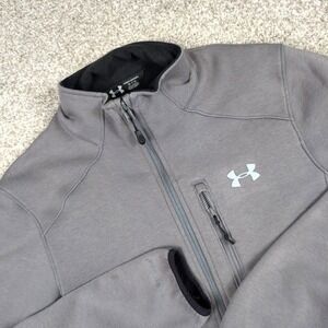 Under Armour Jacket Mens Small Gray Full Zip Long‎ Sleeve Fitted Athletic
